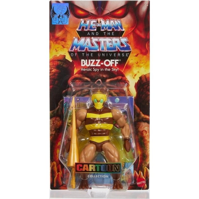 Mattel Masters of the Universe Origins Figura Buzz-Off 14cm Articulada con Accesorios y Minicómic