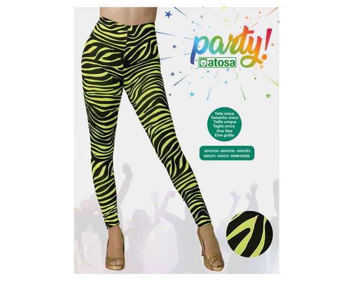 Leggings Amarillo Rayas Fluor Adulto para Fiestas Temáticas y Disfraces Leggings Amarillo Rayas Fluor Adulto para Fiestas Temáticas y Disfraces