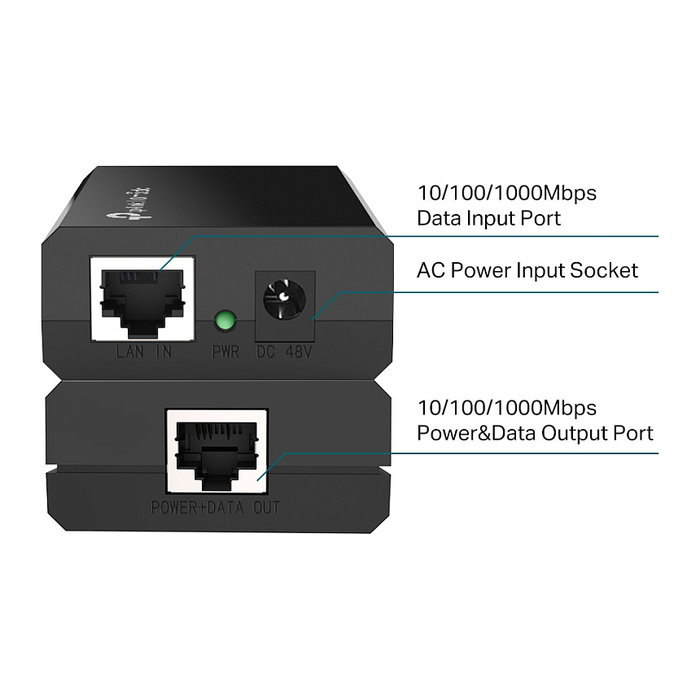 TP-Link TL-POE150S Inyector PoE Gigabit Ethernet 48 V Negro TP-Link TL-POE150S Inyector PoE Gigabit Ethernet 48 V Negro