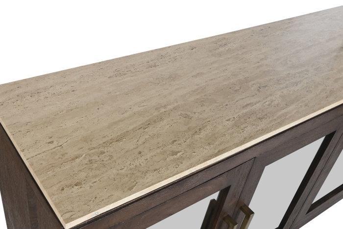 DKD Home Decor Buffet Mango y Mármol Travertino 180x40x85