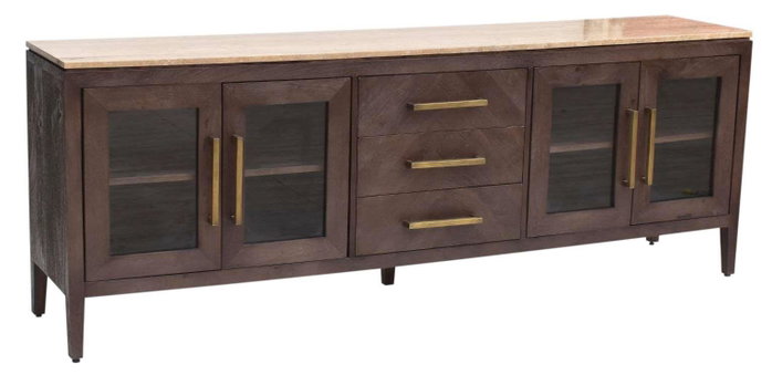 DKD Home Decor Buffet Mango y Mármol Travertino 180x40x85