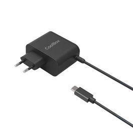 COOLBOX Cargador Automático GaN 65W USB-C COO-NB65-UC2 con Tecnología PowerDelivery y QC3.0 para Smartphones, Tablets y Portátiles, Compacto y con Protecciones