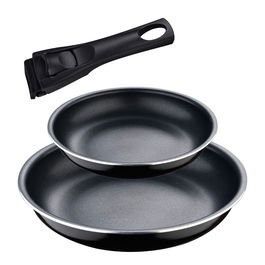 Bergner BG - 31605 - BK Set 2 Sartenes Click & Cook ø20 / ø26 cm Antiadherentes Aluminio Inducción Mango Desmontable Negro