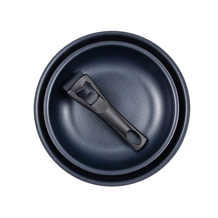 Bergner BG - 31605 - BK Set 2 Sartenes Click & Cook ø20 / ø26 cm Antiadherentes Aluminio Inducción Mango Desmontable Negro