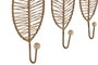 DKD Home Decor Perchero Pared Tropical Natural Yute Metal Set de 3 Piezas 4 x 26 x 12 cm