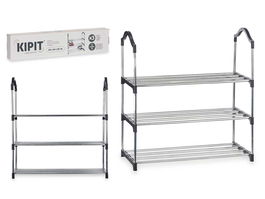 Kipit Zapatero 3 Alturas 4 Barras Estantes Negro 14.5x60x38.5 cm (Set de 6)