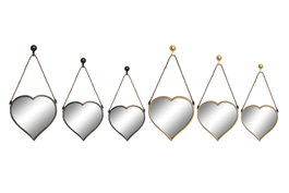 DKD Home Decor Set de 3 Espejos Decorativos Corazón