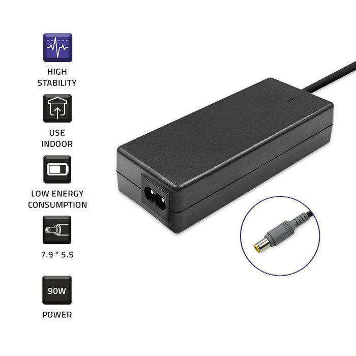 Qoltec Cargador de 90W para IBM Lenovo (20V, 4.5A, 7.9*5.5mm) de reemplazo