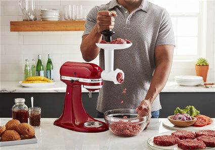 Kitchenaid 5KSMFGA Accesorio Picadora de Carne para Triturar Carne, Pescado, Verduras, Queso y Pan para Hamburguesas, Croquetas, Patés