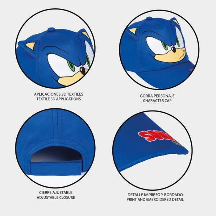 Cerdá Gorra Premium Aplicaciones Sonic T53C: 53 cm