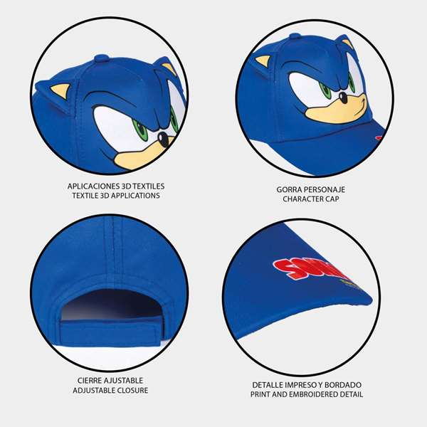 Cerdá Gorra Premium Sonic T53C:53 cm para Niños y Niñas