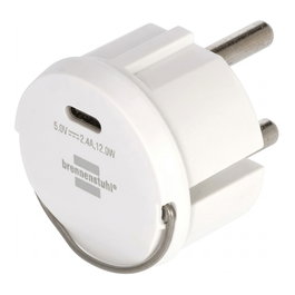 Brennenstuhl 1508110010 Enchufe USB-C 2,4A Tipo F Angular Blanco 230V