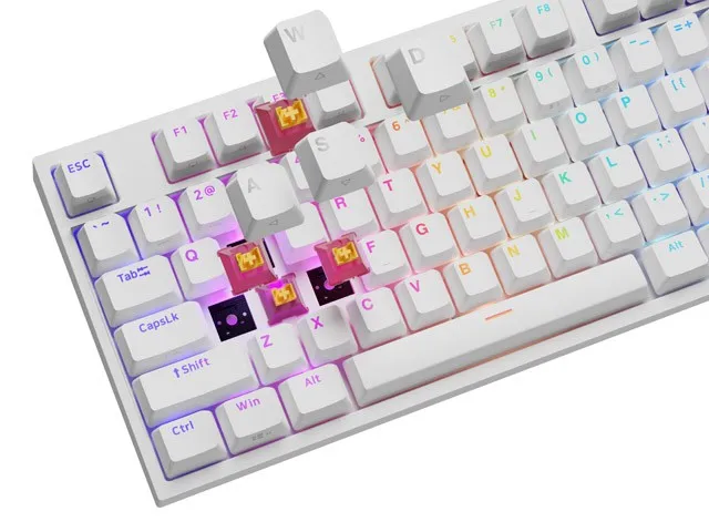 Genesis Thor 404 Teclado Mecánico RGB Blanco Layout Polaco Outemu Peach Silent Hot-Swap