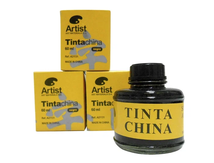 Artist Tinta China Negra Bote 60 ml Para Papel Y Cartón Totalmente Opaca