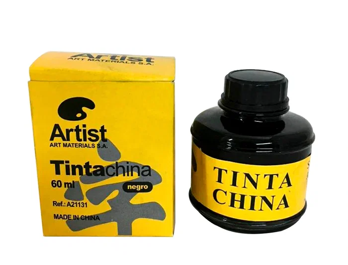 Artist Tinta China Negra Bote 60 ml Para Papel Y Cartón Totalmente Opaca
