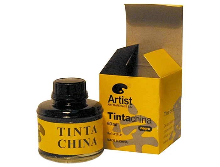 Artist Tinta China Negra Bote 60 ml Para Papel Y Cartón Totalmente Opaca