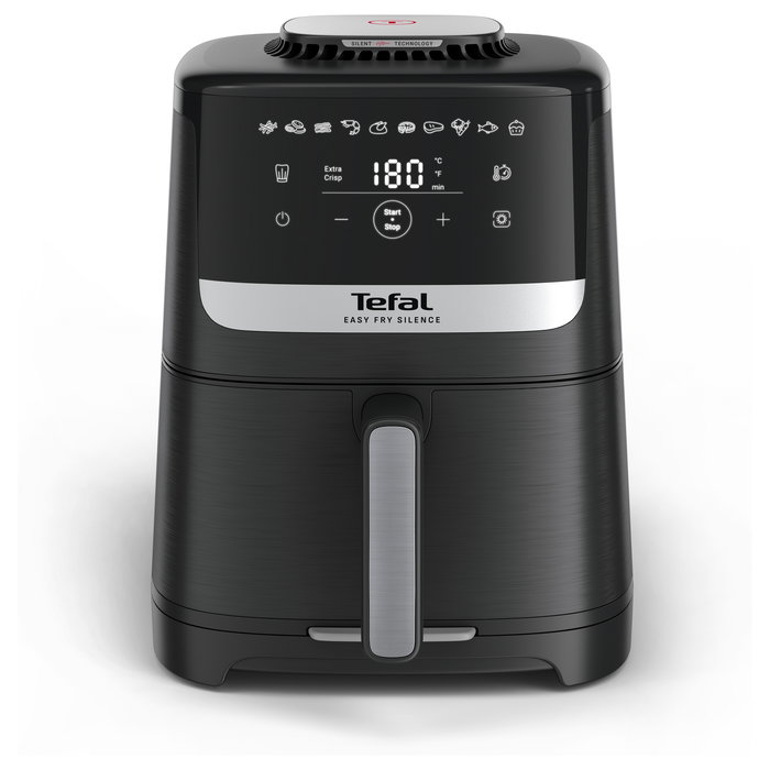 Tefal Easy Fry Silence EY5528E0 - Freidora de Aire 5L XL con Termostato 40-220°C, Pantalla Táctil LCD, 10 Programas, Negro/Acero Inoxidable