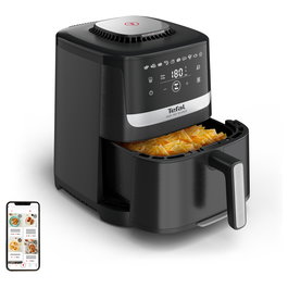 Tefal Easy Fry Silence EY5528E0 - Freidora de Aire 5L XL con Termostato 40-220°C, Pantalla Táctil LCD, 10 Programas, Negro/Acero Inoxidable