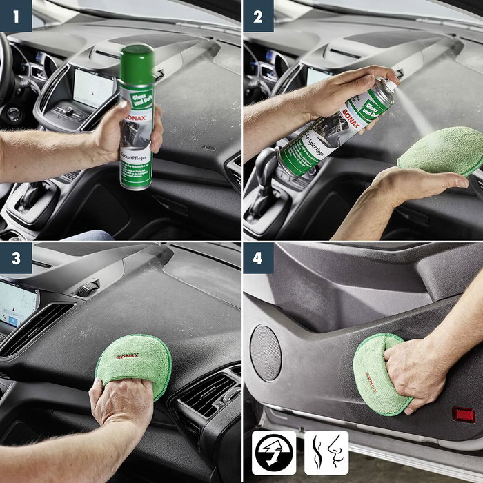Sonax SX03563000 Limpia y Protege Salpicaderos y Plásticos Interiores, Brillo y Aroma a Vainilla, Antiestático
