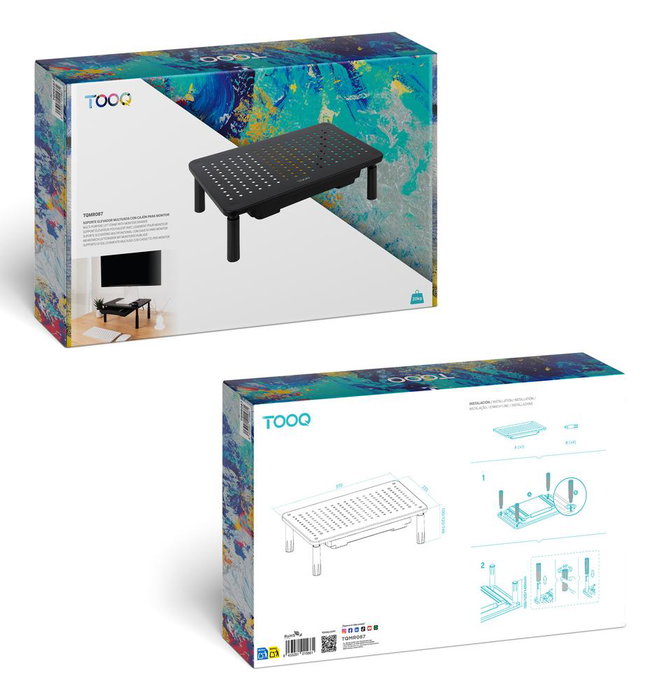 Tooq TQMR087 Soporte Elevador para Monitor Negro con Cajón Organizador Ajustable Ergonómico Tooq TQMR087 Soporte Elevador para Monitor Negro con Cajón Organizador Ajustable Ergonómico