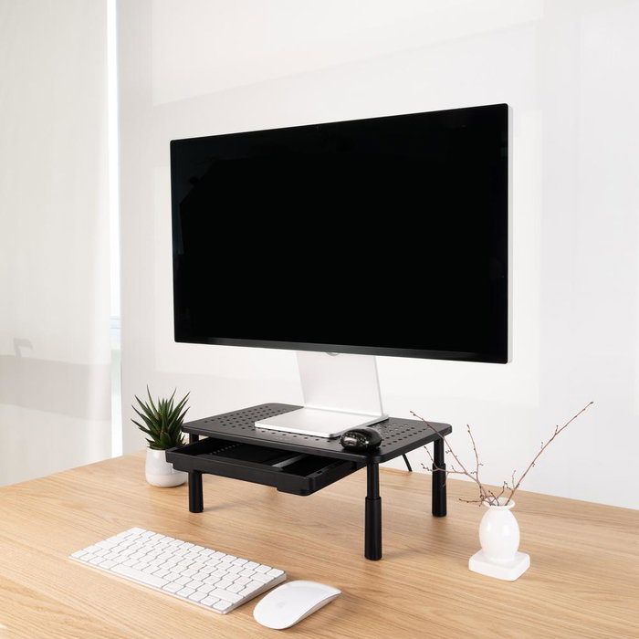 Tooq TQMR087 Soporte Elevador para Monitor Negro con Cajón Organizador Ajustable Ergonómico Tooq TQMR087 Soporte Elevador para Monitor Negro con Cajón Organizador Ajustable Ergonómico