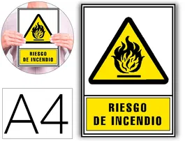 Archivo 2000 Pictograma Riesgo de Incendio PVC Luminiscente 210x297 mm Señal Informativa