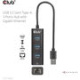 CLUB-3D Hub USB 3.2 Gen1 Tipo-A con 3 Puertos USB-A y Gigabit Ethernet, Negro
