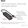 CLUB-3D Hub USB 3.2 Gen1 Tipo-A con 3 Puertos USB-A y Gigabit Ethernet, Negro