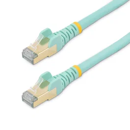StarTech.com Cable de Red 6ASPAT50CMAQ, 0.5m Cat6a Ethernet Blindado (STP) 10GbE 500MHz RJ45 Snagless para PoE, Color Turquesa