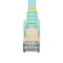 StarTech.com Cable de Red 6ASPAT50CMAQ, 0.5m Cat6a Ethernet Blindado (STP) 10GbE 500MHz RJ45 Snagless para PoE, Color Turquesa