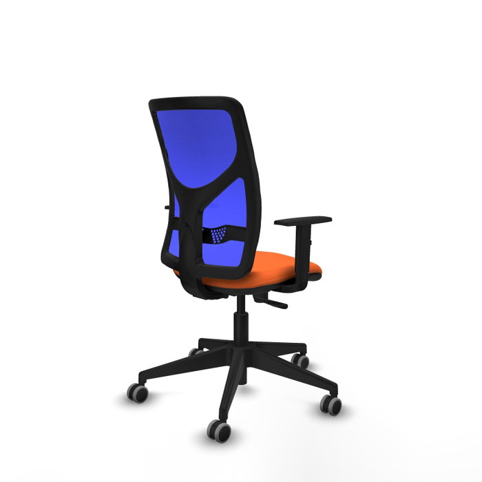 PIQUERAS Y CRESPO Silla de oficina Motilla con mecanismo Sincro, Tela Naranja y Malla Azul