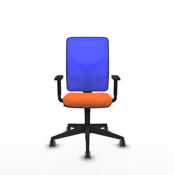 PIQUERAS Y CRESPO Silla de oficina Motilla con mecanismo Sincro, Tela Naranja y Malla Azul