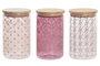 DKD Home Decor Set de 3 Botes de Borosilicato y Bambú de 1L Surtido