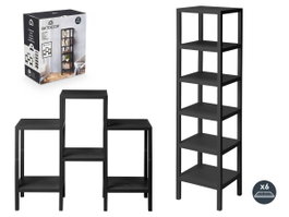 GIFTDECOR Estantería de Plástico de 6 Baldas Negro