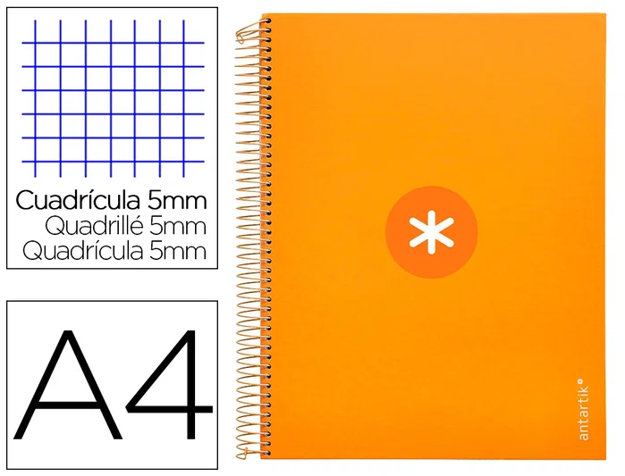 Antartik Cuaderno espiral A4 Micro forrado 120 hojas 90gr cuadro 5mm 5 bandas color mostaza Antartik Cuaderno espiral A4 Micro forrado 120 hojas 90gr cuadro 5mm 5 bandas color mostaza
