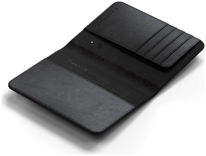 Satechi Billetera para pasaporte de cuero vegano con Find My, Negro Satechi Billetera para pasaporte de cuero vegano con Find My, Negro