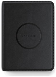Satechi Billetera para pasaporte de cuero vegano con Find My, Negro