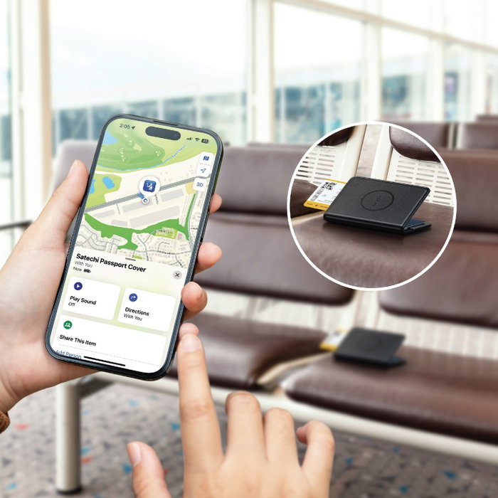 Satechi Billetera para pasaporte de cuero vegano con Find My, Negro Satechi Billetera para pasaporte de cuero vegano con Find My, Negro