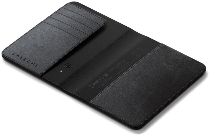 Satechi Billetera para pasaporte de cuero vegano con Find My, Negro Satechi Billetera para pasaporte de cuero vegano con Find My, Negro
