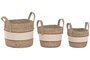DKD Home Decor Set de 3 Cestos de Fibra y Algodón Melocotón