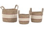 DKD Home Decor Set de 3 Cestos de Fibra y Algodón Melocotón