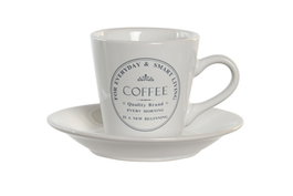 DKD Home Decor Tazas de café 11 x 2 x 11 cm Set de 6 Blanco Gres y Metal 90ml