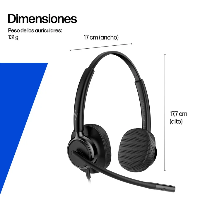 Poly HP Mission 425 Stereo USB Wired Headset Negro Poly HP Mission 425 Stereo USB Wired Headset Negro
