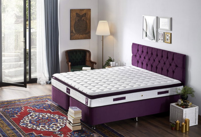 Hanah Home Colchón Morado 150x200 cm Acolchado Suave para Doble Tamaño, Espuma Comfort Layer, Memory Foam, Altura 25 cm