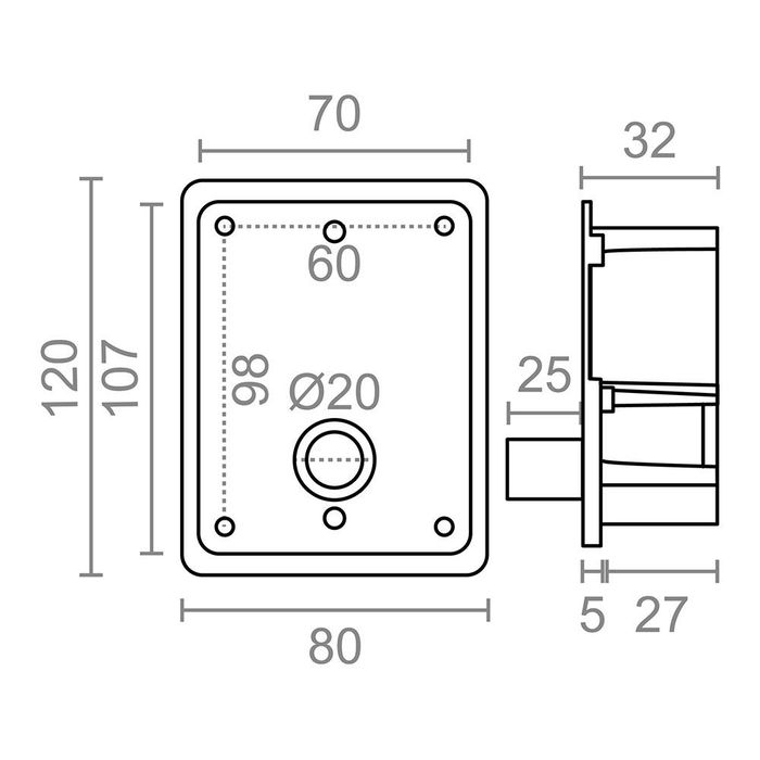 Micel Torno Persiana Empotrado PR27 40 kg Blanco Acero con Manivela