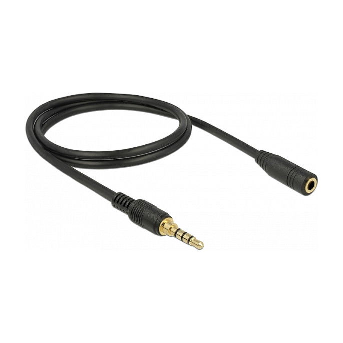 DeLOCK 85629 Cable de Extension Audio 3.5mm 4 Polos - 1 m (Jack Mini 3.5mm Macho a Hembra, Negro, Conectores Chapados en Oro) DeLOCK 85629 Cable de Extension Audio 3.5mm 4 Polos - 1 m (Jack Mini 3.5mm Macho a Hembra, Negro, Conectores Chapados en Oro)