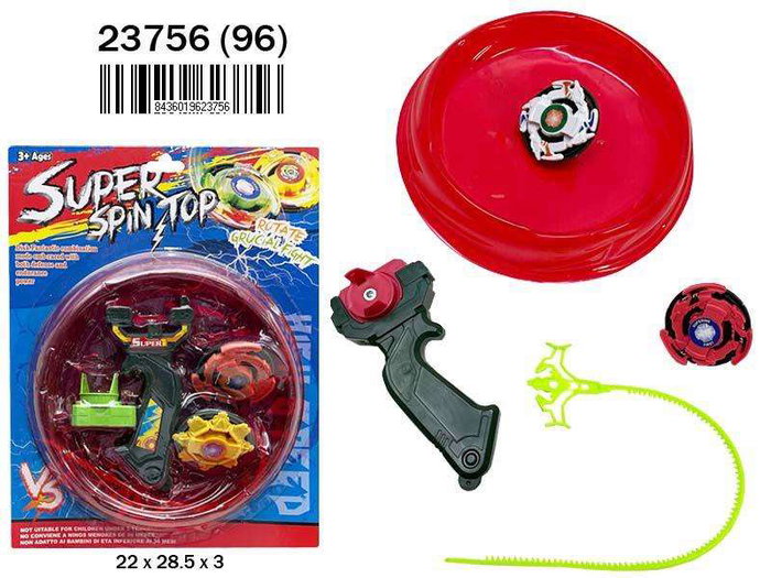 Rama - Estadio de peonzas lanzador con 2 peonzas de batalla, juego de habilidad para niños +3 años, instrucciones multilingüe