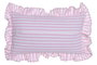 DKD Home Decor Cojín de Algodón Reciclado Rosa con Volante y Rayas