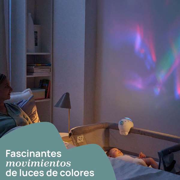 Chicco Proyector Oso Polar Rosa 2 en 1 con Luces y Música Personalizables 13x13x14,5 cm