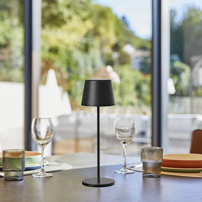 Lumisky LÁMPARA DE MESA INALÁMBRICA LUM3760093548786 - Aluminio Negro - LED Blanco Regulable y Recargable - Altura 38 cm